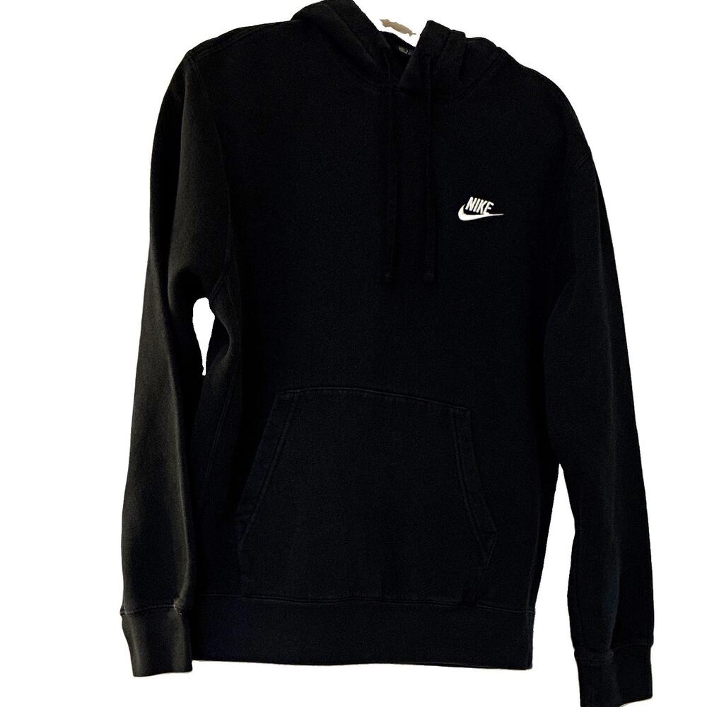 Nike Sportswear Club Fleece Hoodie Mens Medium Black Pullover Sweatshirt Swoosh